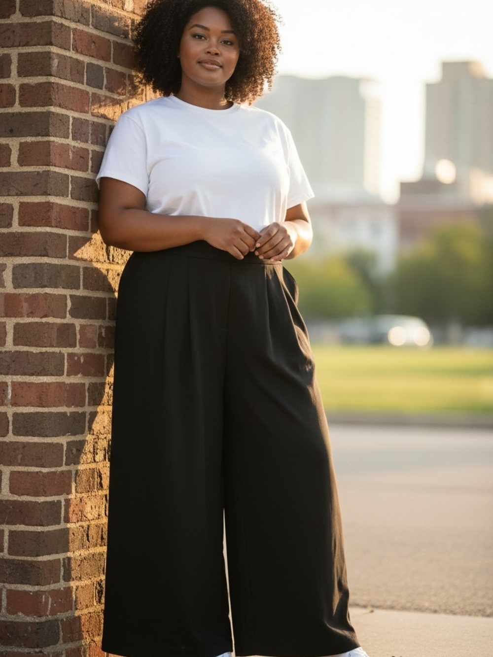OGL Black Wide-Leg Palazzo Pants